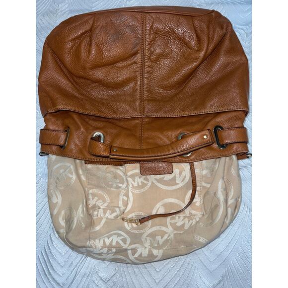 Michael Kors Tan Leather Crossbody & Blue Wristlet Wallet – Excellent Set - Picture 8 of 13